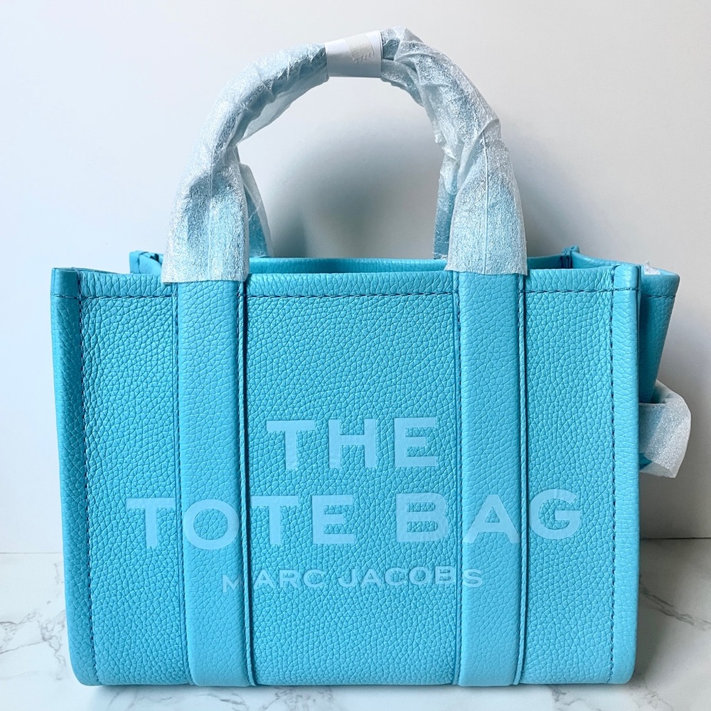 ❌SOLD❌ New Marc Jacobs Small Tote Bag Leather Pool Blue - Picture 2 of 12